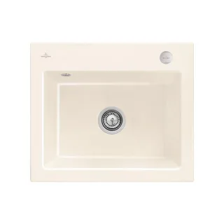 Villeroy und Boch Subway 60 S Einbauspüle 330902KR mit Ablaufgarnitur, Excenterbetätigung, 600 x 510 mm, crema CeramicPlus