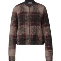 STREET ONE Longpullover multicolor fluffy check jacket 37874 black coffee