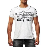 R-NEAL T-Shirt T-Shirt Verwaschen Regular Printed Oil Washed Roundneck S M L XL XXL