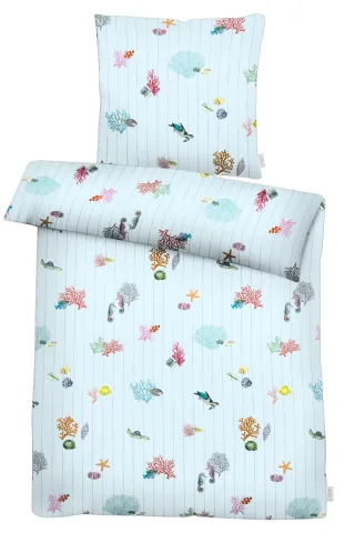 APELT Bettwäsche "Reef GOTS" 2 tlg. Bettwäsche-Set mit Reißverschluss, Baumwoll-Satin, Digitaldruck