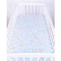 BabyLux Spannbettlaken BABYLUX SPANNBETTLAKEN 60x120 cm Spannbetttuch Baumwolle Kinder Baby, 163. Blau + Schnuckis60x120