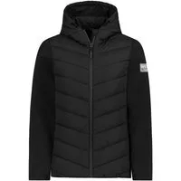 SUBLEVEL Outdoorjacke Steppjacke mit Interlock-Ärmeln Leicht wattierte Übergangsjacke mit Kapuze, Materialmix