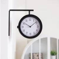 K&L Wall Art Wanduhr hängende Bahnhofsuhr Doppelseitig Vintage Doppeluhr antik (stille Uhr)
