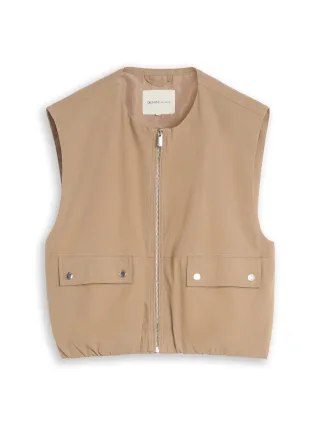 Denim Tom Tailor - Loose Fit Weste mit Taschen mink beige - Gr. - L