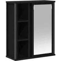 vidaXL Badezimmerspiegelschrank Bad-Wandschrank mit Spiegel Schwarz Eichen-Optik 50x21x60 cm (1-St)