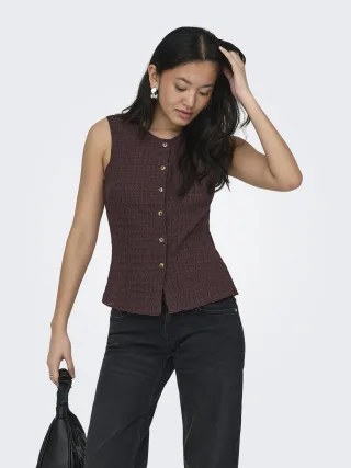 ONLY - ONLILSE S/L STRUCTURE VEST JRS NOOS Deep Mahogany - Gr. - S