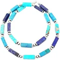 traumschmuck Collier 226nn Collier Schmuck-Edelstein Jaspis blau petrol türkis (Geschenk, Muttertag, Weihnachten, Geburtstag, Valentinstag, inkl Schmuckbox), Made in Germany