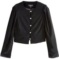 Next Blusenjacke Samt-Jacke mit Goldknöpfen (1-St)