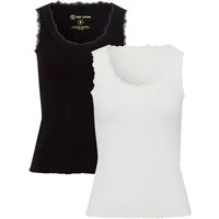 Les Lunes Muskelshirt MAALA Top Multipack Rib Lettuce Hem Lace gerippt, atmungsaktiv, Doppelpack, Tank Top,Spitze