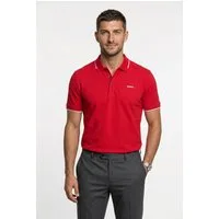 HUGO Poloshirt Dinoso Kragen mit kontrastfarbigem Streifen, Slim Fit, Logodruck
