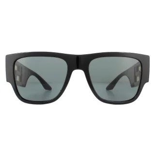 Versace Rechteckige Herren-Sonnenbrille in Schwarz und Dunkelgrau