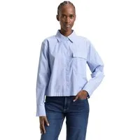TOM TAILOR Denim Langarmbluse gestreift, kurze Form, mit Brusttasche