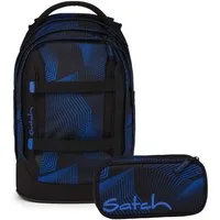 Satch Schulranzen Schulrucksack-Set PACK Seismic Blue 2-teilig (2-teilig), ergonomisch, Your-Size-System, 5 Fächer