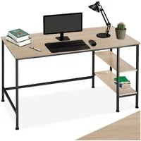 tectake Schreibtisch Arbeitstisch mit höhenverstellbaren Kunststofffüßen, 140 x 60 x (Computertisch Donegal, 1-St., in Industrial Holz hell, Eiche Sonoma), Seitenregal mit 2 Ablagefächern rechts oder links