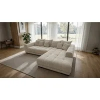 Massivart® Ecksofa Cord 300x215 cm / Nosagfederung / Cordsofa / ARTEMIS, inkl. Kissen-Set · frei im Raum stellbar