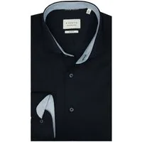 Eterna Businesshemd Slim Fit I Cover Shirt I Dunkelblau I Bügelfrei Regular Langarm I 100% Baumwolle I Blickdicht I Kentkragen mit Ausputz