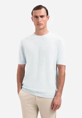 No Excess - Pullover Short Sleeve Crew Neck Slub sky - Gr. - XL