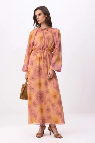 Maxikleid mit Blumenmuster, A-Linien-Schnitt und Hijab-Stil für Damen