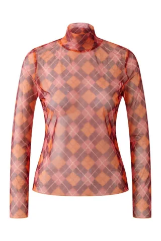 Oui - Gemustertes Langarmshirt rot - Gr. - 36
