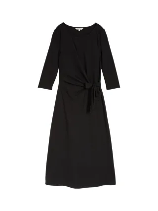 Tom Tailor - Jersey Midi-Kleid mit Knoten-Detail schwarz - Gr. - 40