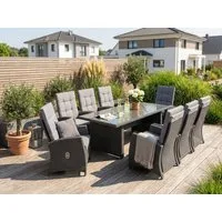 KONIFERA Garten-Essgruppe »New Paris«, (Set, 25-tlg., 8 Sessel, Rückenlehne verstellbar, Tisch 100x200x75 cm, inkl. Auflagen), Aluminium/Polyrattan