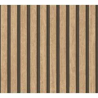 A.S. Création Vliestapete Vliestapete Holzoptik Akustikpaneele Beige Braun – 3D Lamellen-Look