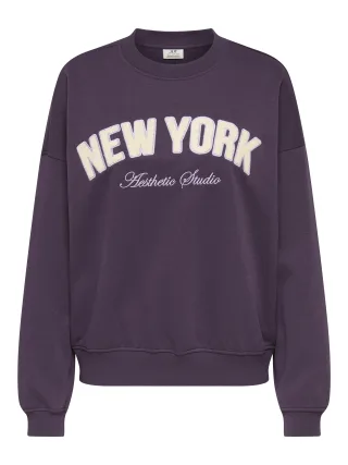 JDY - JDYMESA L/S O-NK EMB SWEAT JRS NOOS Plum Perfect - Gr. - S