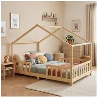 en.casa Kinderbett, »Treviolo« Haus-Optik Montessori 120x200 cm Holzfarben