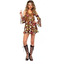 Leg Avenue Hippie-Kostüm Flower Power Hippie Kostüm Kleid Karneval Fasching, Hippie Kostüm für den Revoluzzer in Euch