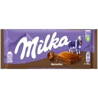 MILKA Schokolade, Milka Alpenmilch Schokolade mit aromatischer Haselnussmasse 90g