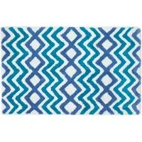 Homescapes Badematte Chevron Rutschfeste Badematte 100% Baumwolle, blau, türkis, weiß, Höhe 30 mm, 50 x 80 cm