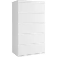 Homfa Kommode, Sideboard mit 5 Schubladen, Schubladenschrank, weiß, Holz, 55x33x100cm