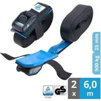 valonic Spanngurt valonic DOLPHIN Spanngurte 2x 1-6m Klemmschloss TÜV-GS 500kg Zurrgurte (2er Set, 2 Stück Klemmschlussgurt) Verzurrgurt für SUP Board oder Kajak