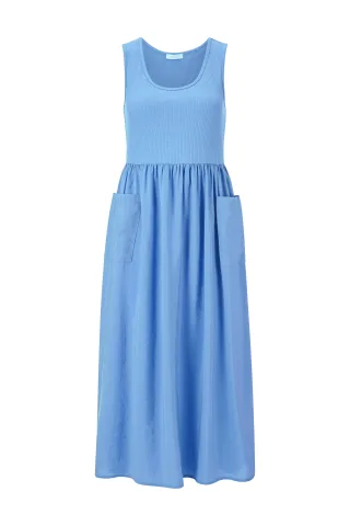Rich & Royal - MatMix Dress with Volant Sleeves palace blue - Gr. - XL