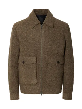 selected men - SLMJAKOB WOOL BLEND JKT NOOS Braun - Gr. - XL