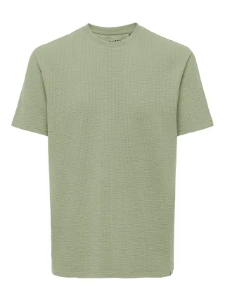 ONLY&SONS - ONSKIAN LIFE REG SEERSUCKER SS TEE NOOS Seagrass - Gr. - XL