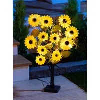 Spetebo LED Dekolicht LED Solar Baum mit Sonnenblumen - 60 cm, An / Aus, LED, warmweiß, Solar betrieben