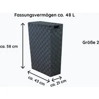 Lycce Wäschekorb NISCHENWÄSCHEKORB grau Wäschesammler Wäschekorb Stoff geflochten, für Nischen, mit Deckel und Griffmulden