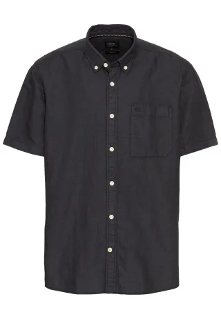 camel active - Kurzarmhemd aus einem Baumwoll-Leinenmix dark navy - Gr. - M