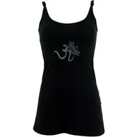 Guru-Shop T-Shirt Yoga-Top aus Bio-Baumwolle OM - schwarz Festival, Ethno Style, alternative Bekleidung