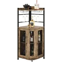 KOMFOTTEU Weinschrank Eck-Barschrank Weinbarschrank mit Glashalter, verstellbarem Regal, Metallgittertüren