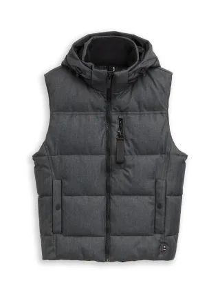 Tom Tailor - Puffer Weste mit abnehmbarer Kapuze anthracite melange herringbone - Gr. - XL