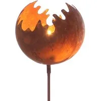 Spetebo Gartenstecker Metall Gartenstecker Naturrost Feuerball klein (Stück, 1-St) Deko Windlicht mit Naturrost