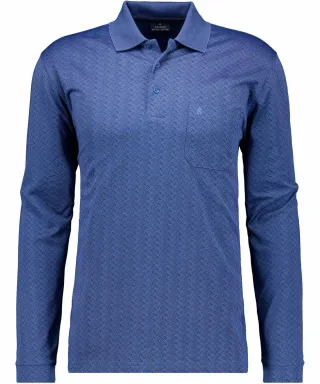 RAGMAN - Poloshirt Jacquard blau-melange - Gr. - M
