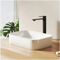 EMKE Aufsatzwaschbecken Gerilltes Aufsatzwaschbecken Keramik quadratisch 45×32 cm