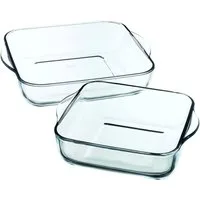 Pasabahce Auflaufform Pasabahce Borcam 159028 2er-Set Auflaufformen 28x28x6cm und 22x22x6cm