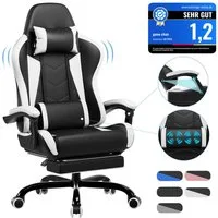 HOMALL Gaming-Stuhl Massage Gaming Stuhl mit Fußstütze 90-135° Rückenlehne einstellbar (Bürostuhl Ergonomisch,Verstellbarem Lenden- & Kopfkissen,mit Fußstütze)
