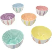 MamboCat Müslischale Beach Pastello Stripes 6er Set Müsli-SchaleØ14cm 500ml Schüssel, Steingut