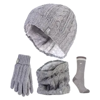 Damen Thermo Winter Set - Hut, Handschuhe, Schal und Twist-Socken