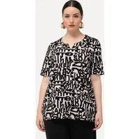 Ulla Popken T-Shirt T-Shirt Buchstaben Tunika-Ausschnitt Halbarm